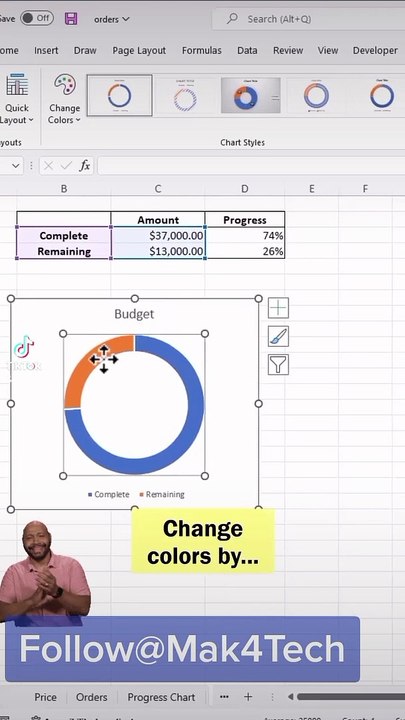 Interactive Pie Chart in MS Excel.