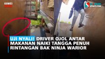 Uji Nyali! Driver Ojol Antar Makanan Naiki Tangga Penuh Rintangan Bak Ninja Warior