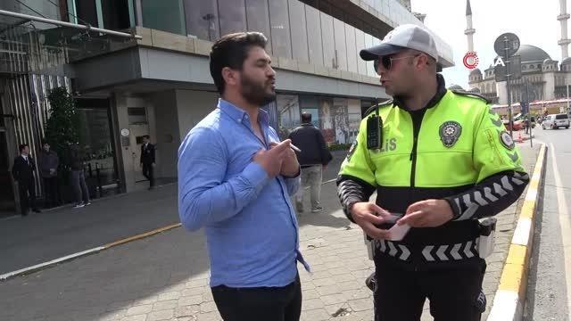 Taksim'de ticari taksi denetimi... Aracında muşta bulunduran taksici gözaltına alındı
