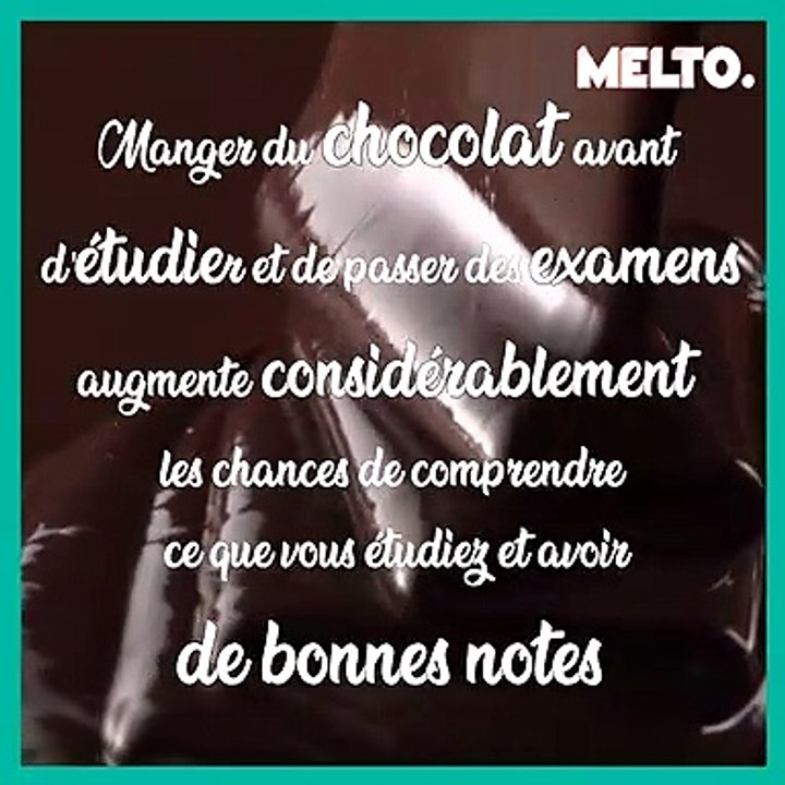  Manger du chocolat augmente les chances d'avoir de bonnes notes