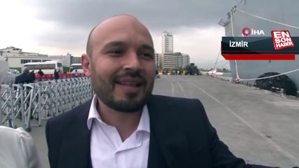 İzmir'de gelin ve damat dış çekim için TCG Anadolu'yu tercih etti