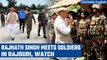 Rajouri: Defence Minister Rajnath Singh interacts with soldiers at the Army Base Camp| Oneindia News