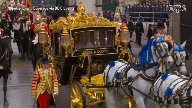 King Charles and Queen Camilla Ride in Horse-Drawn Carriage to Westminster Abbey for Coronation