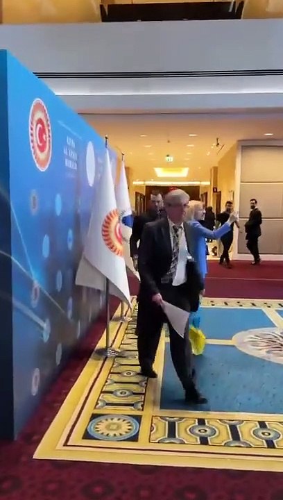 Ukrainian delegate punches Russian after he grabbed Ukraine flag at Black Sea summit in Turkey