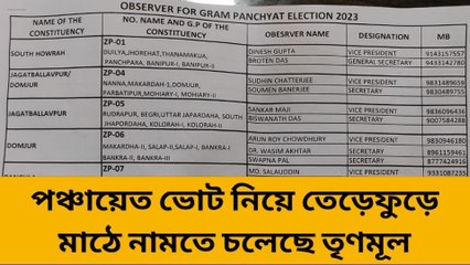 হাওড়া: পঞ্চায়েত নির্বাচনের প্রার্থী বাছতে অবজার্ভার নির্বাচন তৃণমূলের