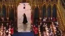 Moment mysterious cloaked figure runs past Westminster Abbey during coronation