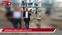 Sağanak yağış Uşak’ı felç etti, araçlar yolda kaldı