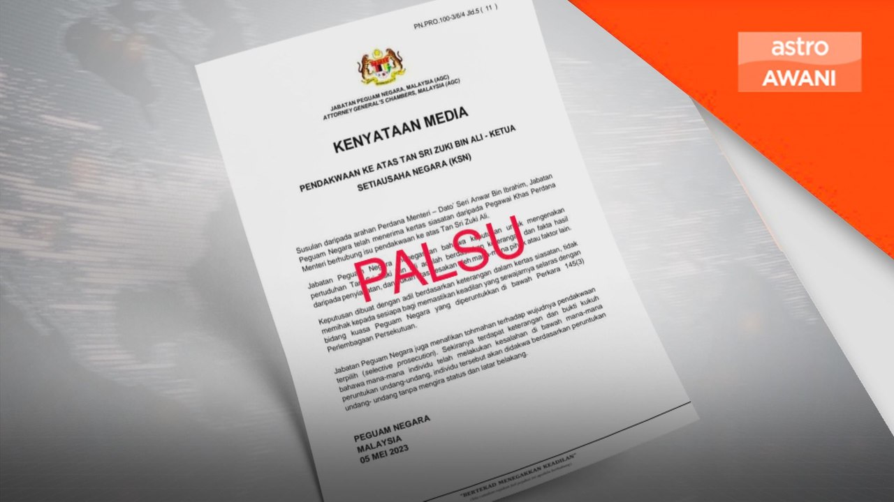 Jabatan Peguam nafi keluarkan kenyataan pendakwaan KSN