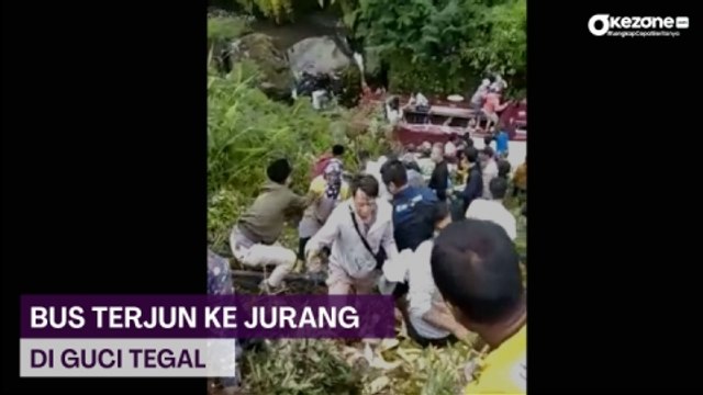 Bus Rombongan Wisata Terjun ke Jurang di Guci Tegal, Penumpang Panik Selamatkan Diri