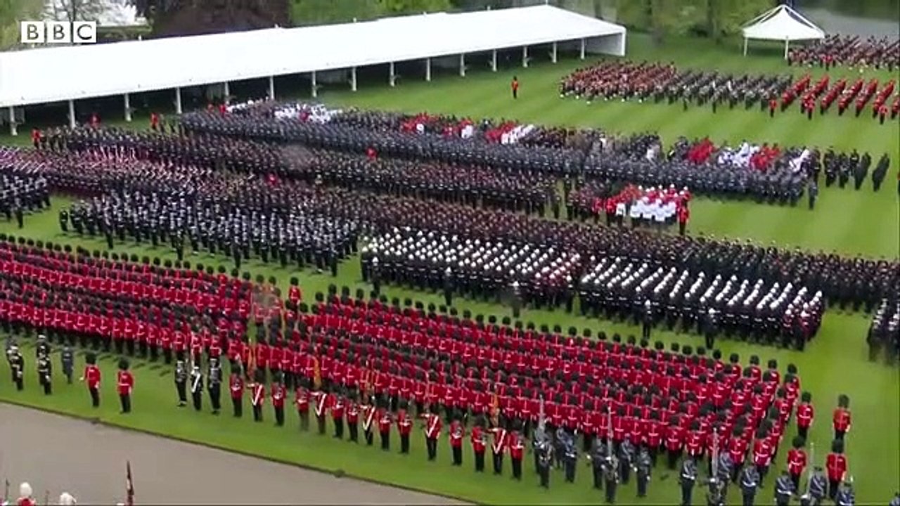 Troops perform Royal Salute in Buckingham Palace garden following King Charles Coronation - BBC News