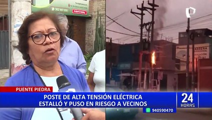 Puente Piedra: vecinos piden reubicar poste de alta tensión que explotó y se incendió