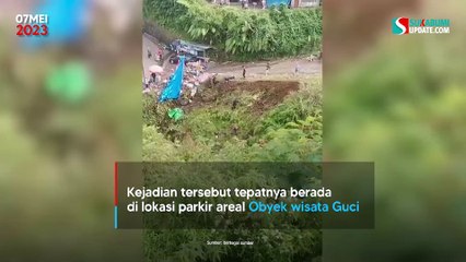 Braakk! Diduga Ditinggal Sopir, Bus Pariwisata Masuk Jurang di Wisata Guci Tegal