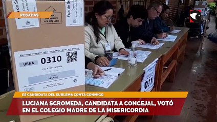 Luciana Scromeda, candidata a concejal, votó en el colegio Madre de la Misericordia