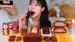 ASMR MUKBANG Chocolate Dessert at Convenience store (Ice Cream, Cream bread, Mochi roll, Macaroon).