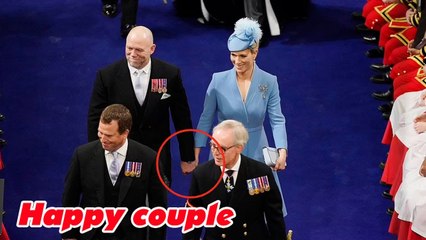 Zara and Mike Tindall happily holding hands to attend the coronation of King Charles