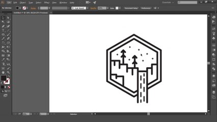 Waterfall Badge Logo - Adobe Illustrator