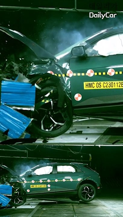 Hyundai IONIQ 5 Crash test.. the airbag deployment moment #shorts