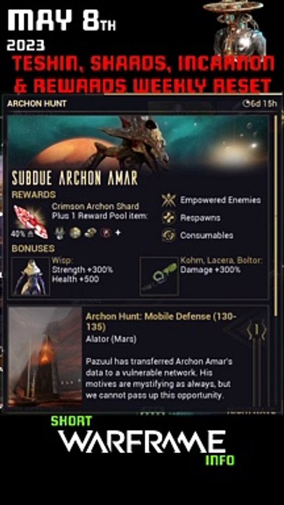 Warframe Weekly Reset 8 May 2023