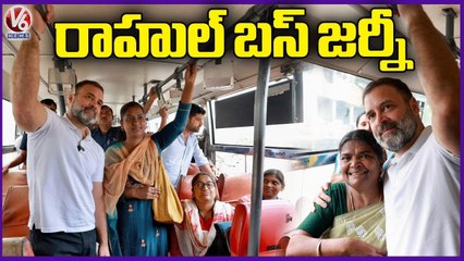 Rahul Gandhi Travels In Bus At Bengaluru _ Karnataka Election Campaign _ V6 News (2)
