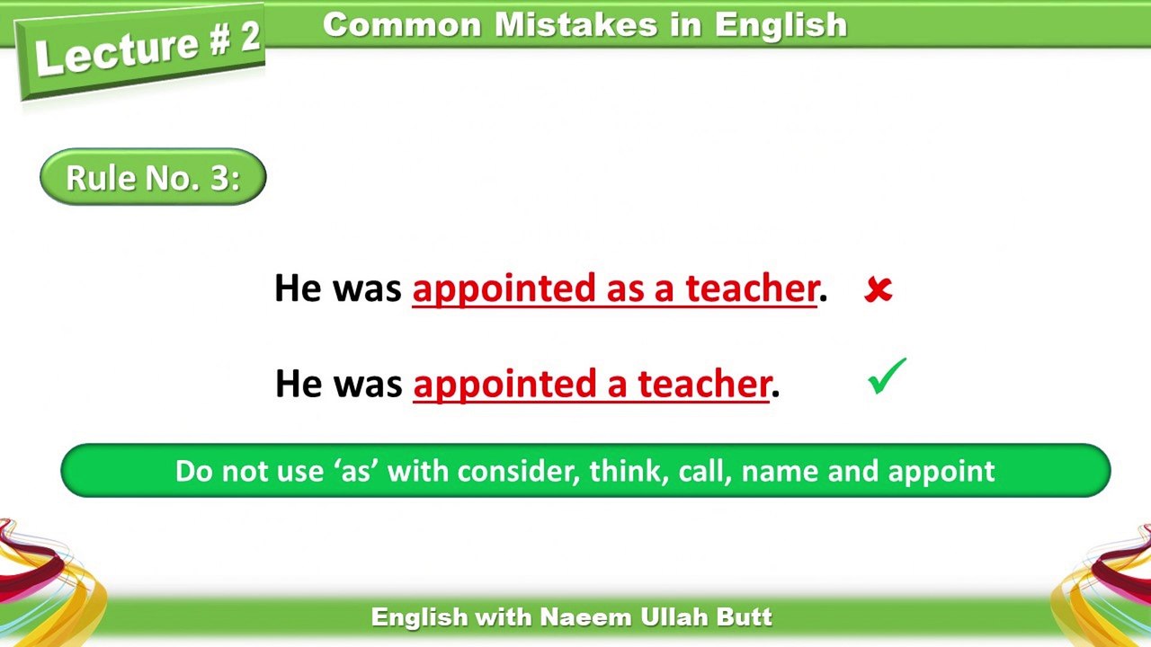 Common Mistakes in English - Lecture # 2