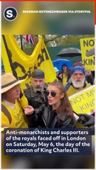 Pro and Anti-Monarchists Debate in London on King Charles III's Coronation Day