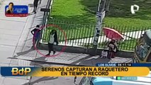 En tiempo récord: intervienen raquetero que arrebató celular a mujer en un paradero de Los Olivos