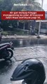 Air got meluap hingga menggenang ke jalan di kawasan Jalan Raya Seminyak pagi ini