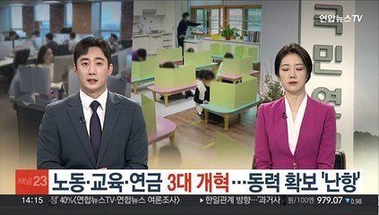 [취임 1주년] 노동·교육·연금 '3대 개혁'…동력 확보 난항