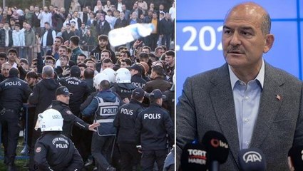 Soylu'dan, Erzurum'daki taşlı saldırıya karışanlarla ilgili açıklama: Orada kafamızı karıştıran bir uzman çavuş var