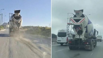 Beton mikserlerinden yola dökülen beton kamerada