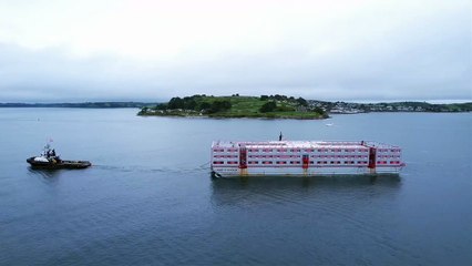 Barge set to house 500 migrants arrives in Falmouth to be refurbished for controversial new role