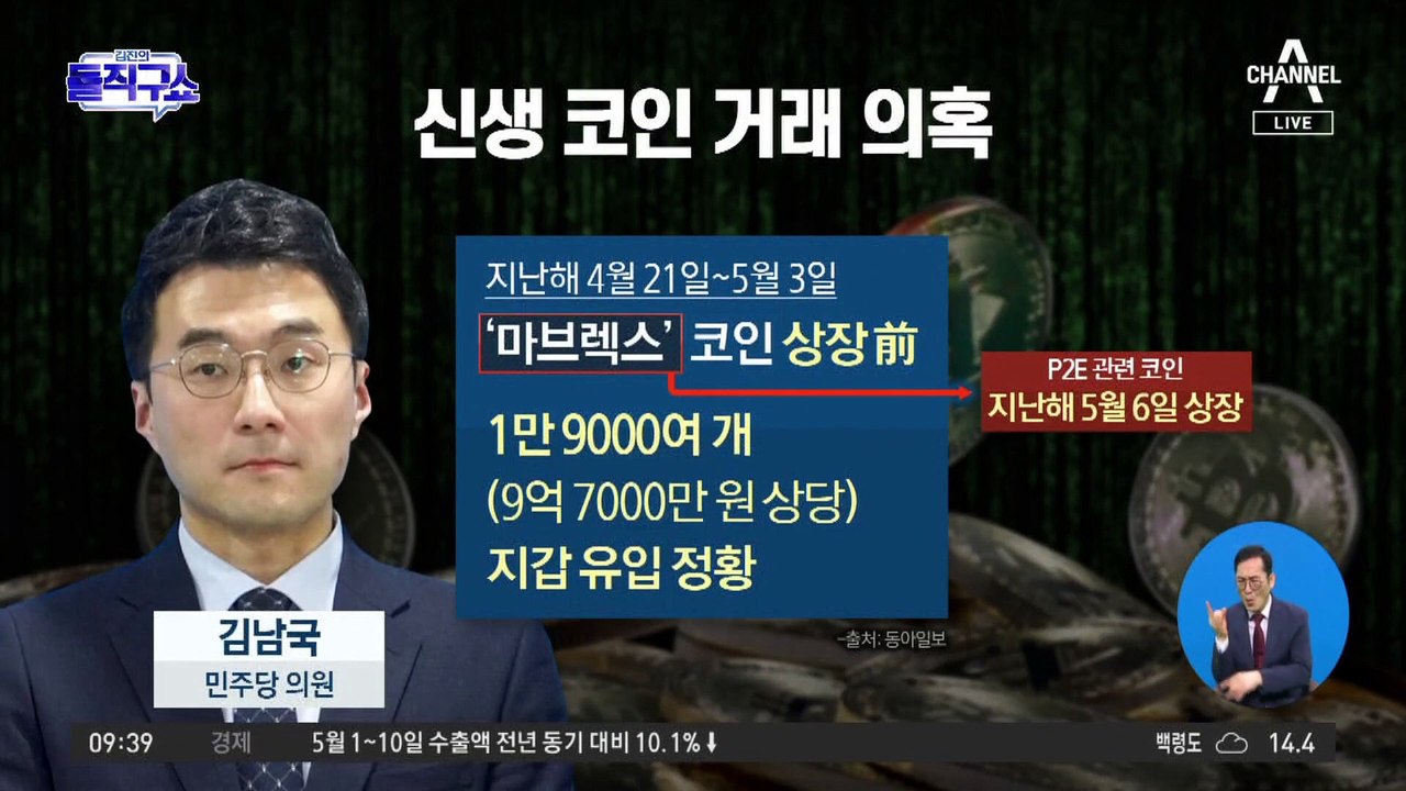 김남국, 신생 코인 거래 의혹…‘마브렉스’ 상장 전 10억 매입설