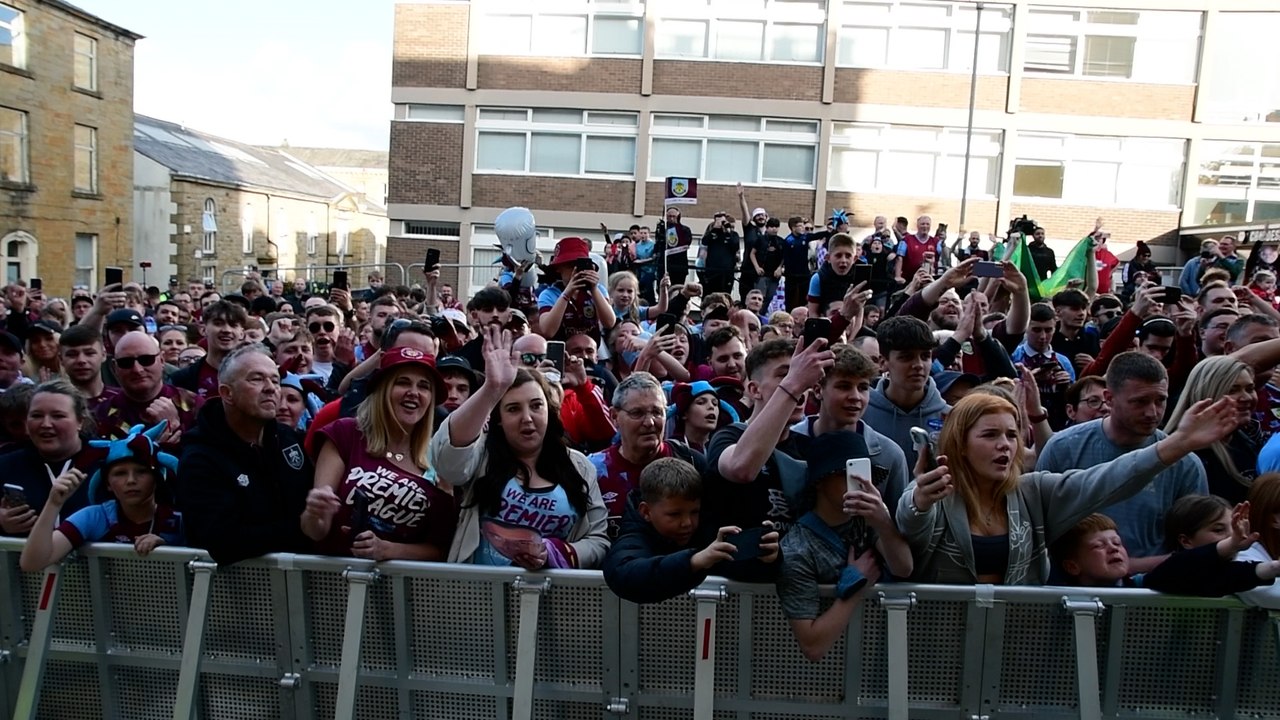 Watch as thousand of Burnley fans line the streets to celebrate their heroes