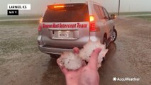 Storm chaser leads dogs to safety as massive hail pounds Kansas
