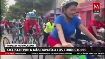 En Oaxaca, ciclistas realizan rodada para generar conciencia entre los automovilistas