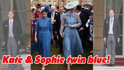 Princess Kate color coordinated with Duchess Sophie at the palace garden party