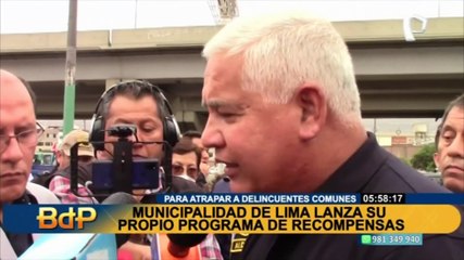 Critican programa de recompensas de la Municipalidad de Lima