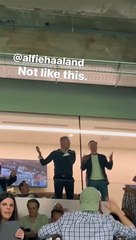 Alfie Haaland trolling the Real Madrid fans, before being escorted out of the Bernabeu last night! 