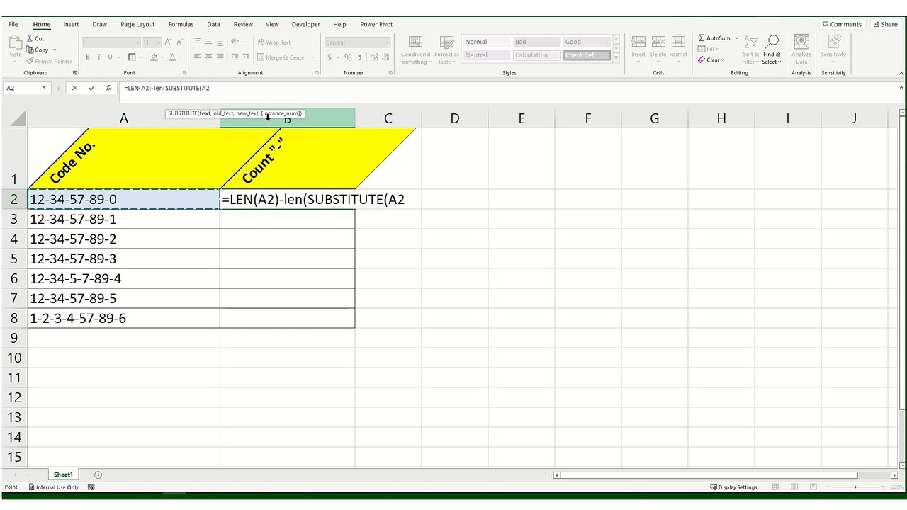 MS Excel; Count specific characters of a cell only; Urdu/Hindi
