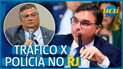 Flávio Bolsonaro questiona Dino sobre o tráfico no RJ
