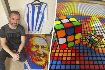 Huddersfield Town fan creates portrait of Neil Warnock from Rubik's Cubes