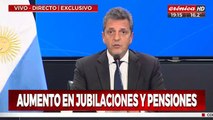 Aumento en jubilaciones y pensiones: lo anunció Massa