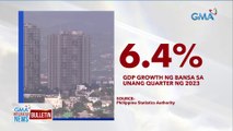 6.4% GDP growth ng bansa sa unang quarter ng 2023 | GMA Integrated News Bulletin