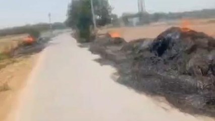 मुरैना: अज्ञात कारणों के चलते लगी भीषण आग, सड़क किनारे रखी करव हुई ख़ाक