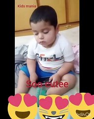 Funny cute kid falling sleep