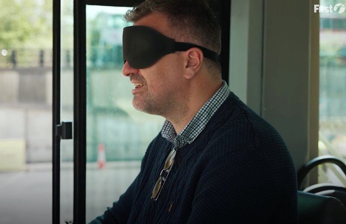 Jon McClure of Reverend and The Makers drives a bus blindfold