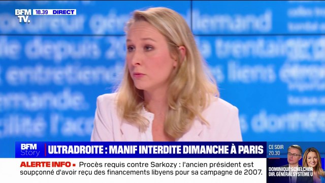 Ultradroite: Je suis toujours gênée par le fait qu'il y ait des gens qui viennent cagoulés dans des manifestations affirme Marion Maréchal
