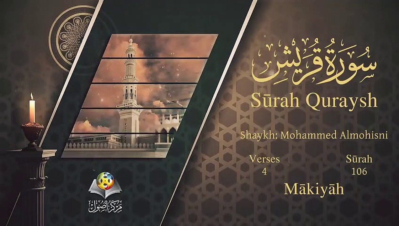 سورة قريش مترجمه بالانجليزية بصوت الشيخ محمد المحيسني Quran Surah Quraysh Translated To English