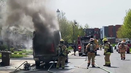 Incendie dans une caisse de camion (Gracieuseté - Michaël Rivard)