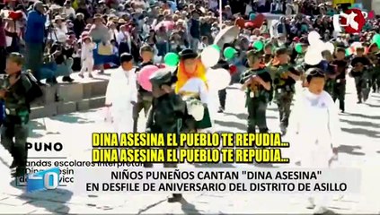 Puno: niños cantan "Dina asesina" durante desfile por aniversario de Asillo